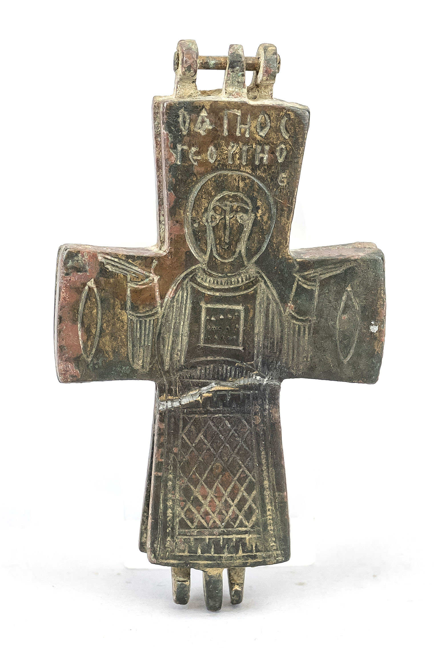 Hinged bronze cross, so-called enkolpion, Byzanthine, 1st half of the 2nd century, two parts