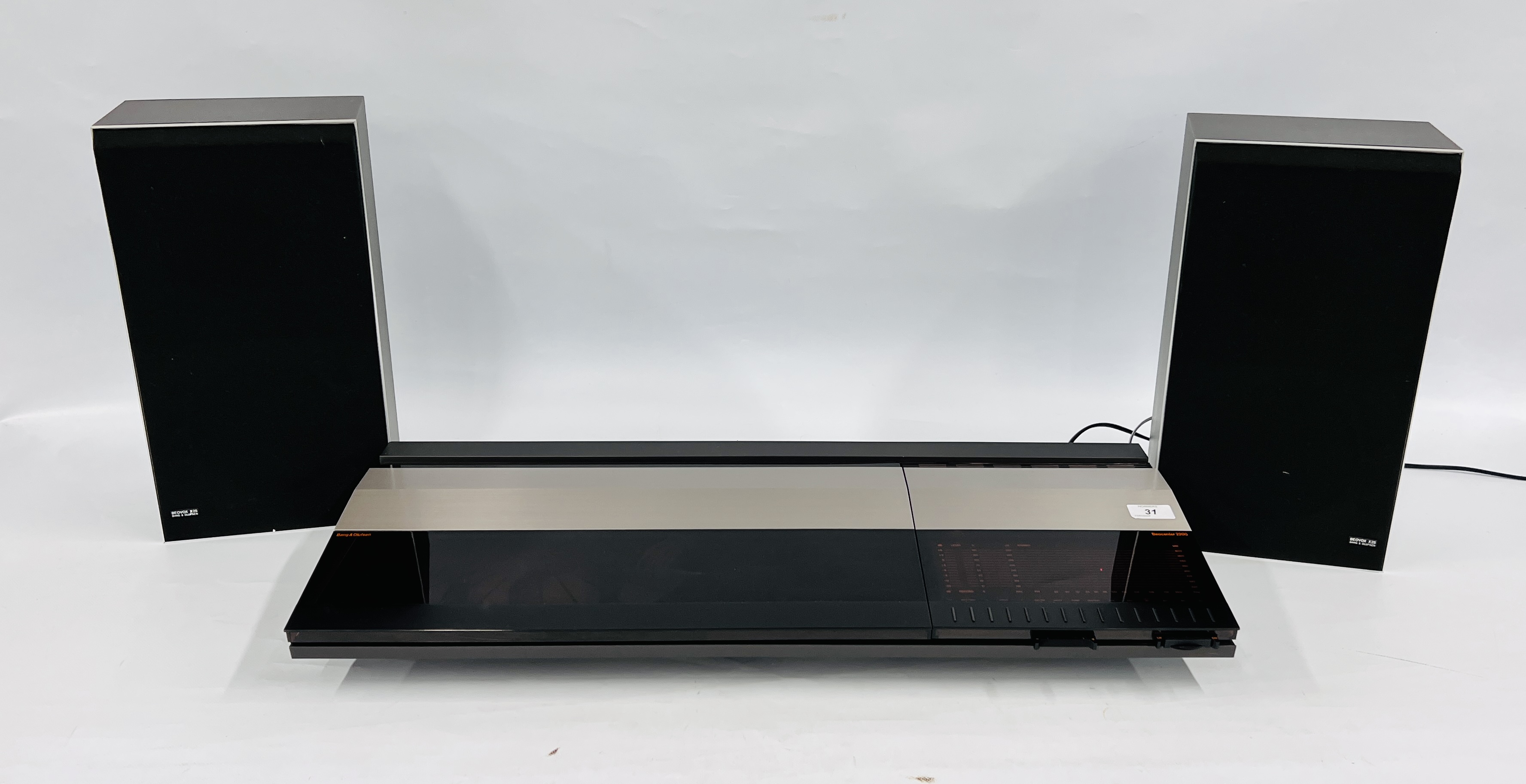A BANG & OLUFSEN BEOCENTER 2200 HIFI COMPLETE WITH PAIR OF BANG & OLUFSEN BEOVOX X25 LOUDSPEAKERS -