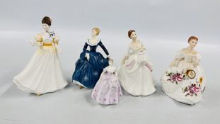 A GROUP OF 4 ROYAL DOULTON FIGURINES TO INCLUDE KATHLEEN HN 3609, FRAGRANCE HN 2334,