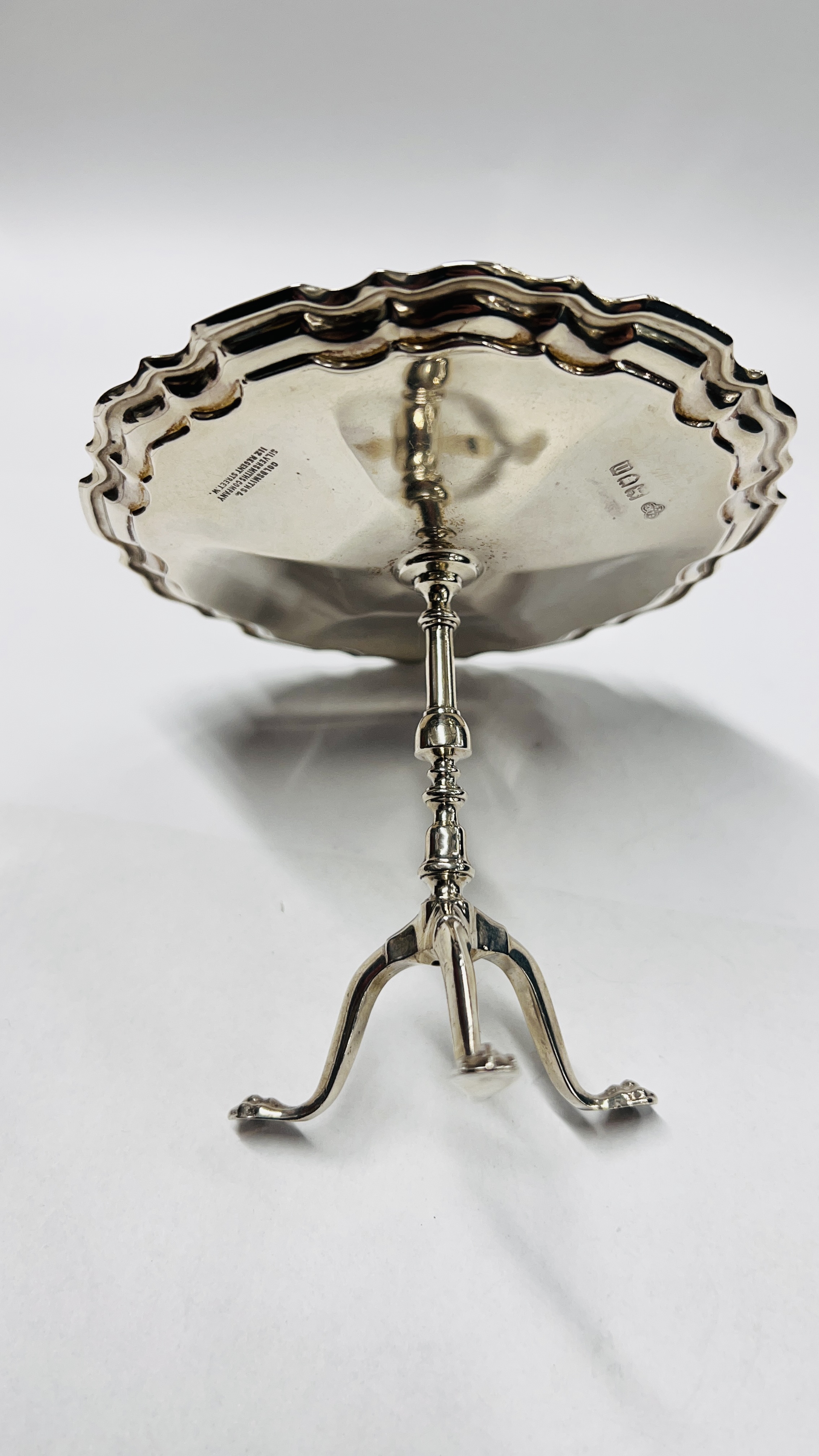 AN ANTIQUE SILVER MINIATURE CALLING CARD TABLE, - Image 8 of 12
