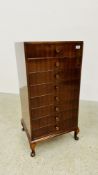 AN EIGHT DRAWER MAHOGANY SHEET MUSIC CABINET, W 47CM, D 38CM, H 95CM.