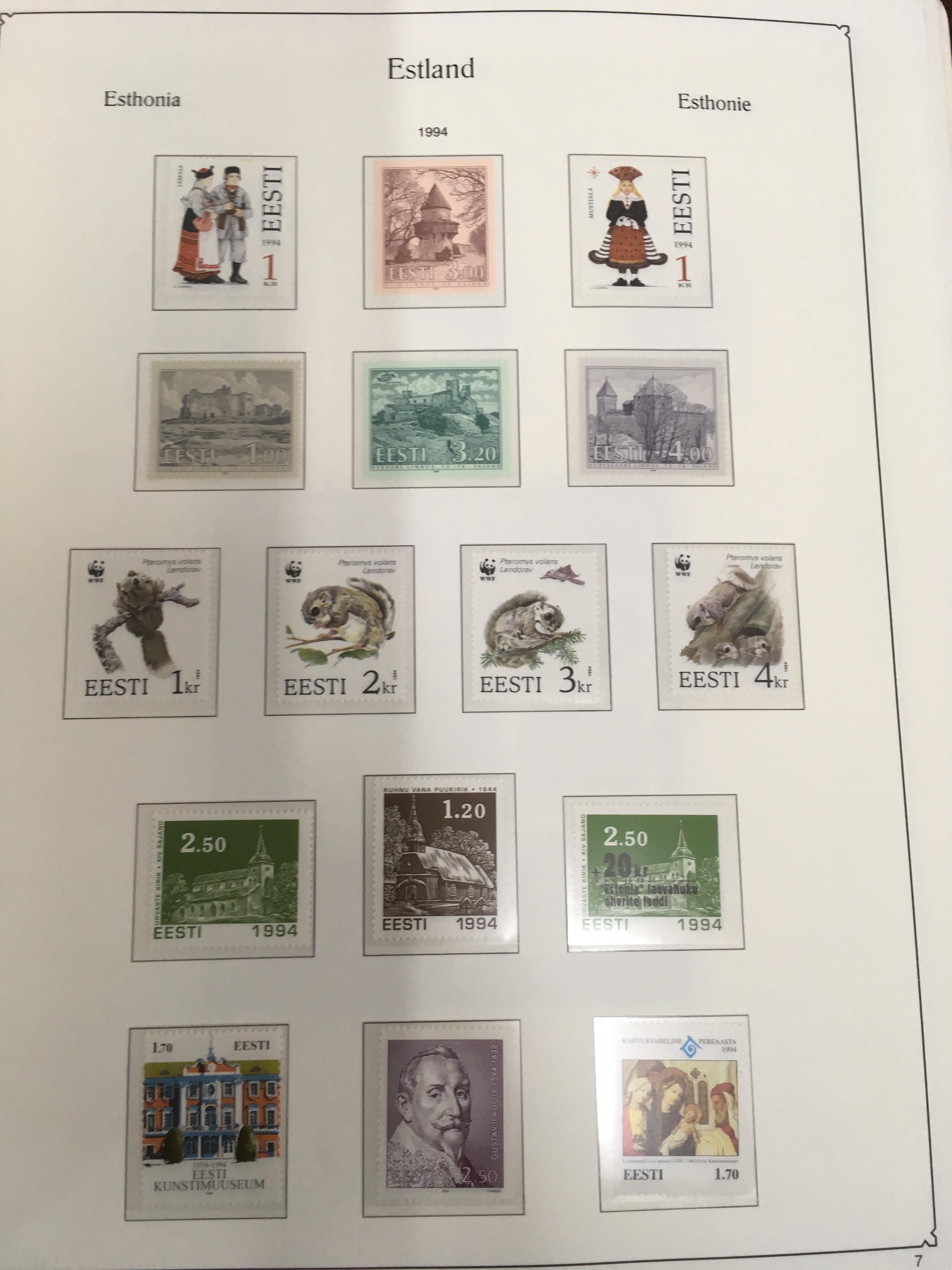STAMPS: KA-BE ALBUM WITH A COLLECTION MINT LATVIA, LITHUANIA AND ESTONIA 1991-9 ISSUES. - Image 41 of 45