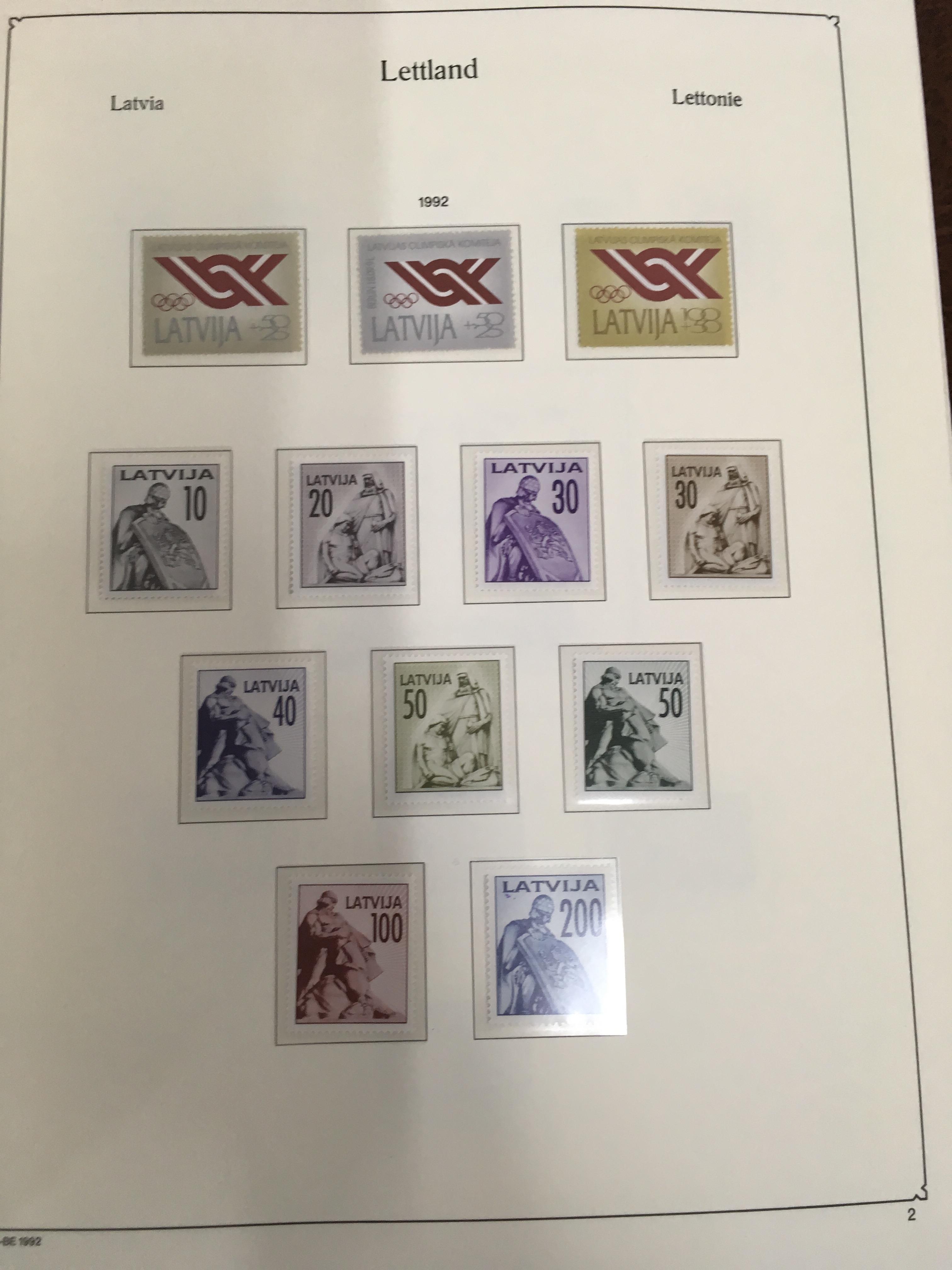 STAMPS: KA-BE ALBUM WITH A COLLECTION MINT LATVIA, LITHUANIA AND ESTONIA 1991-9 ISSUES. - Image 33 of 45