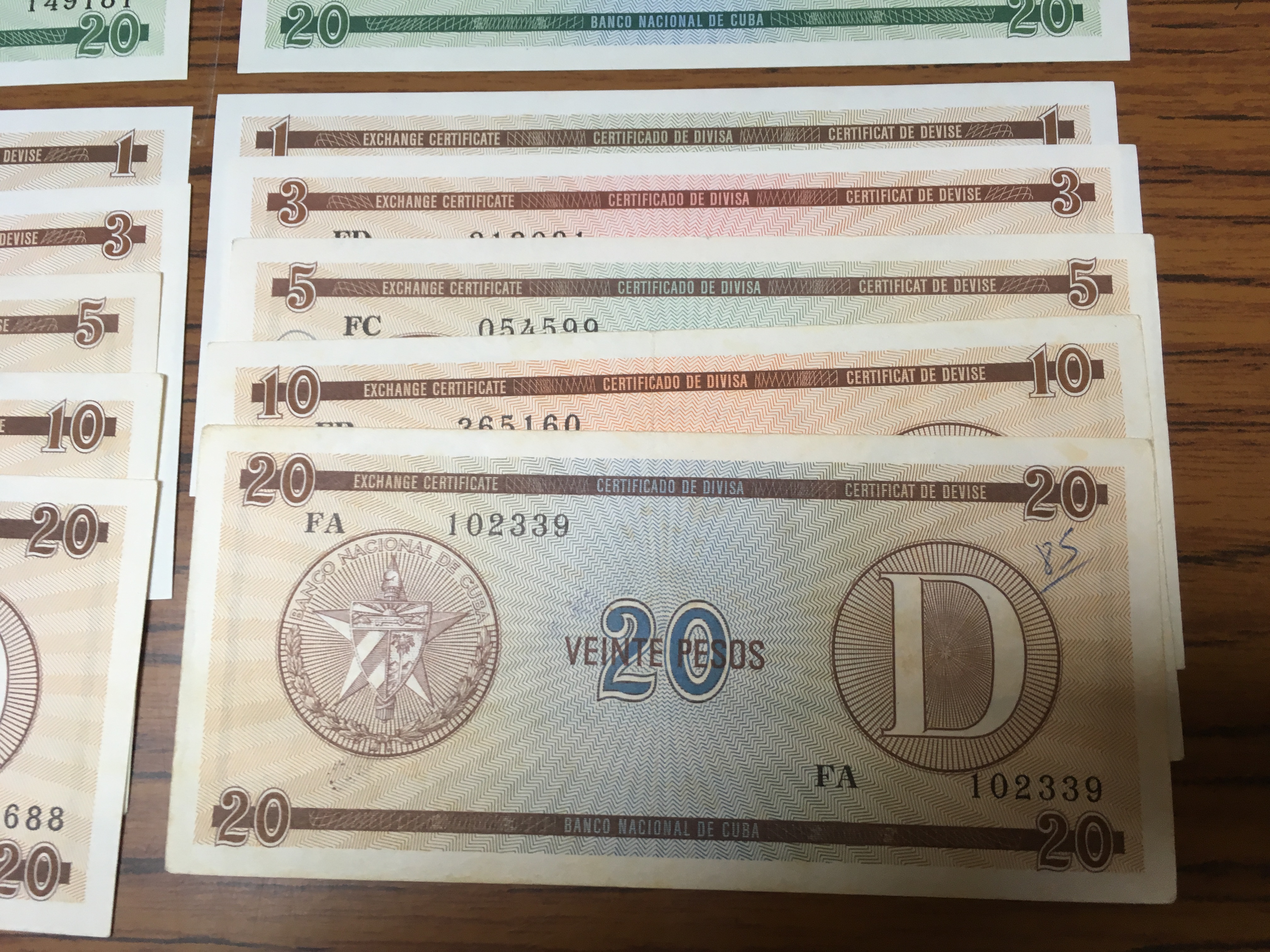 BANKNOTES: CUBAN EXCHANGE CERTIFICATES FROM SERIES A, B AND D, VALUES UP TO 20p (9), - Image 5 of 5