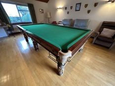 BURROUGHES & WATTS OF LONDON 3/4 SLATE BED SNOOKER TABLE SOLD DISASSEMBLED WITH ACCESSORIES TO