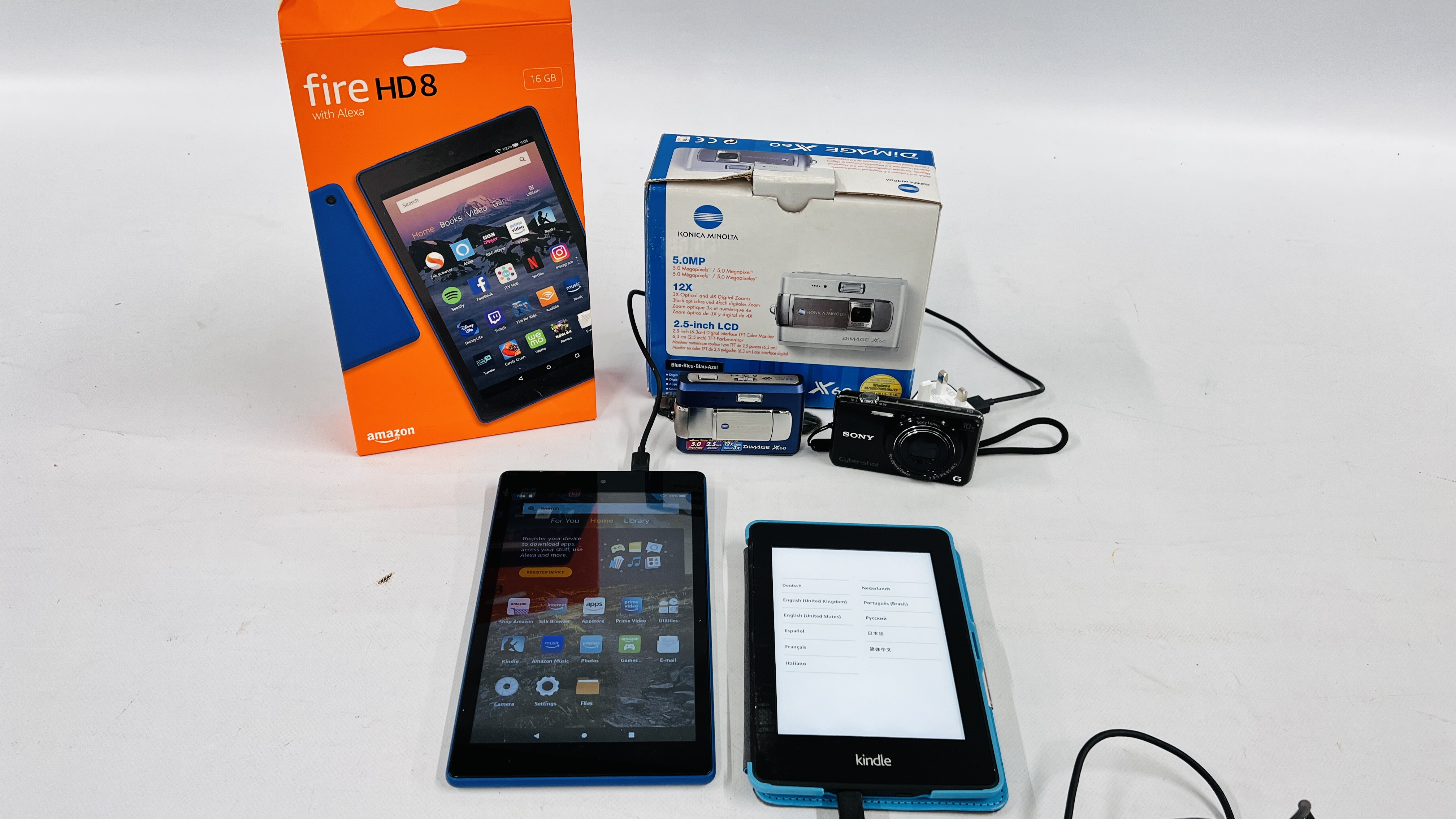 AMAZON KINDLE FIRE TABLET WITH CHARGER MODEL HD8, KINDLE DIGITAL READER WITH CASE AND CHARGER,