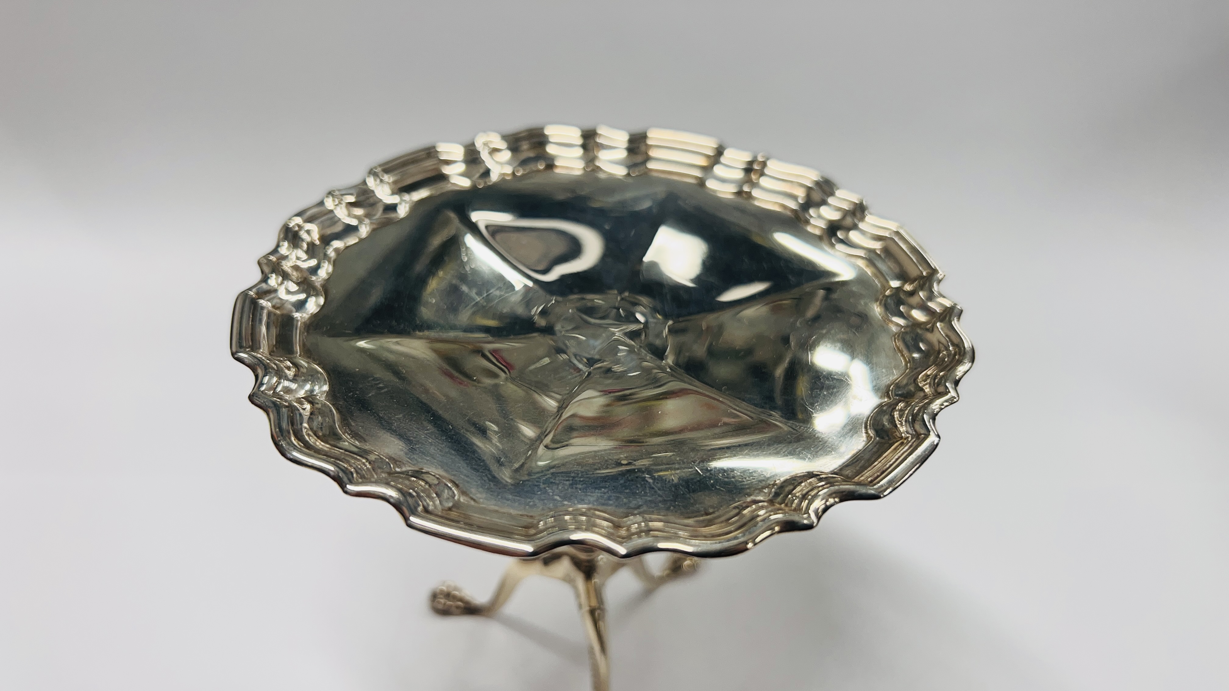 AN ANTIQUE SILVER MINIATURE CALLING CARD TABLE, - Image 2 of 12