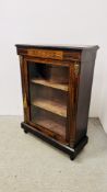 VICTORIAN ROSEWOOD FINISH PAIR CABINET WITH INLAY AND GILT METAL EMBELLISHMENTS - W 76CM, D 29CM,