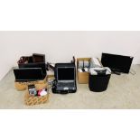 ASSORTED COMPUTER ACCESSORIES TO INCLUDE MONITORS, PAPER SHREDDER, DESK TIDIES, STATIONERY,