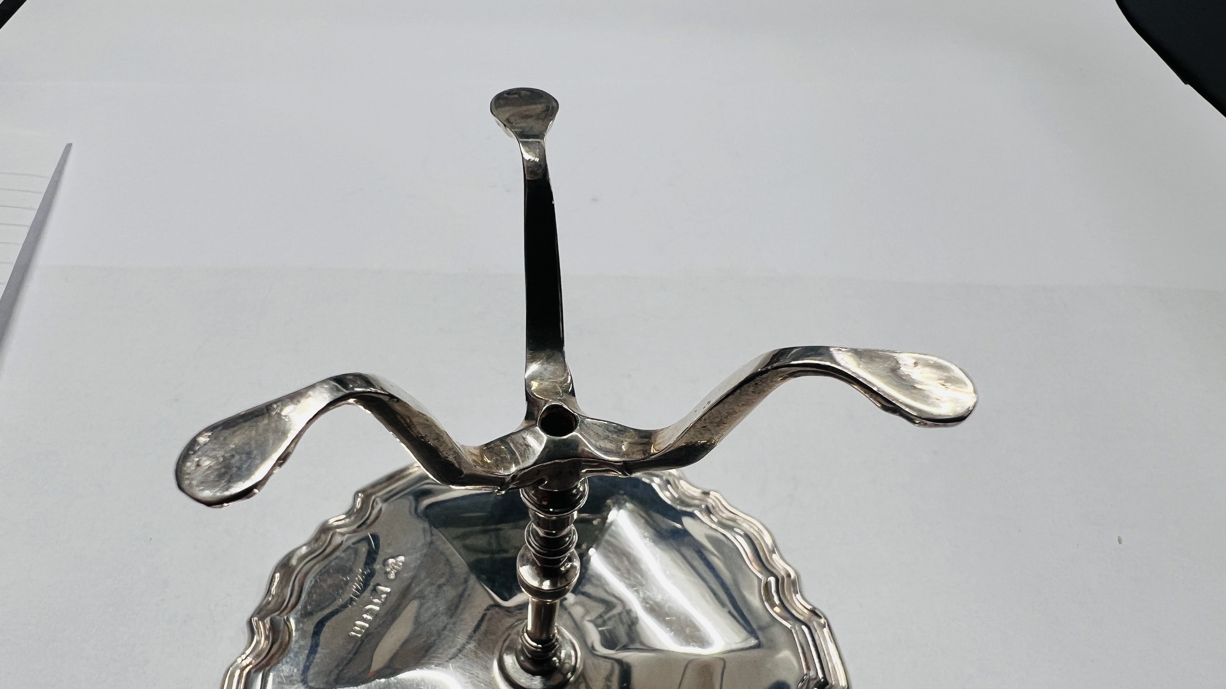 AN ANTIQUE SILVER MINIATURE CALLING CARD TABLE, - Image 11 of 12
