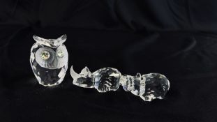 A GROUP OF THREE SWAROVSKI CRYSTAL COLLECTORS ORNAMENTS TO INCLUDE AN OWL H 7CM,