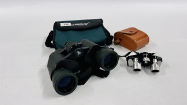 A PAIR OF ULTRA OPTEC 8 X 40 WA BINOCULARS AND CASE, EAGLE 7 X 18 NO.
