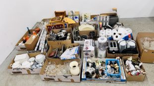 19 X BOXES ASSORTED HOME WARE TO INCLUDE BLACK AND DECKER DUST BUSTER, FAN HEATER, TOASTER, BLENDER,