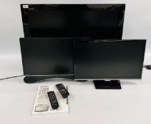 A SHARP AQUOS 32 INCH TV MODEL LC 32AD5E -BK AND REMOTE, SAMSUNG 22 INCH TV MODEL UE22H5000AK,