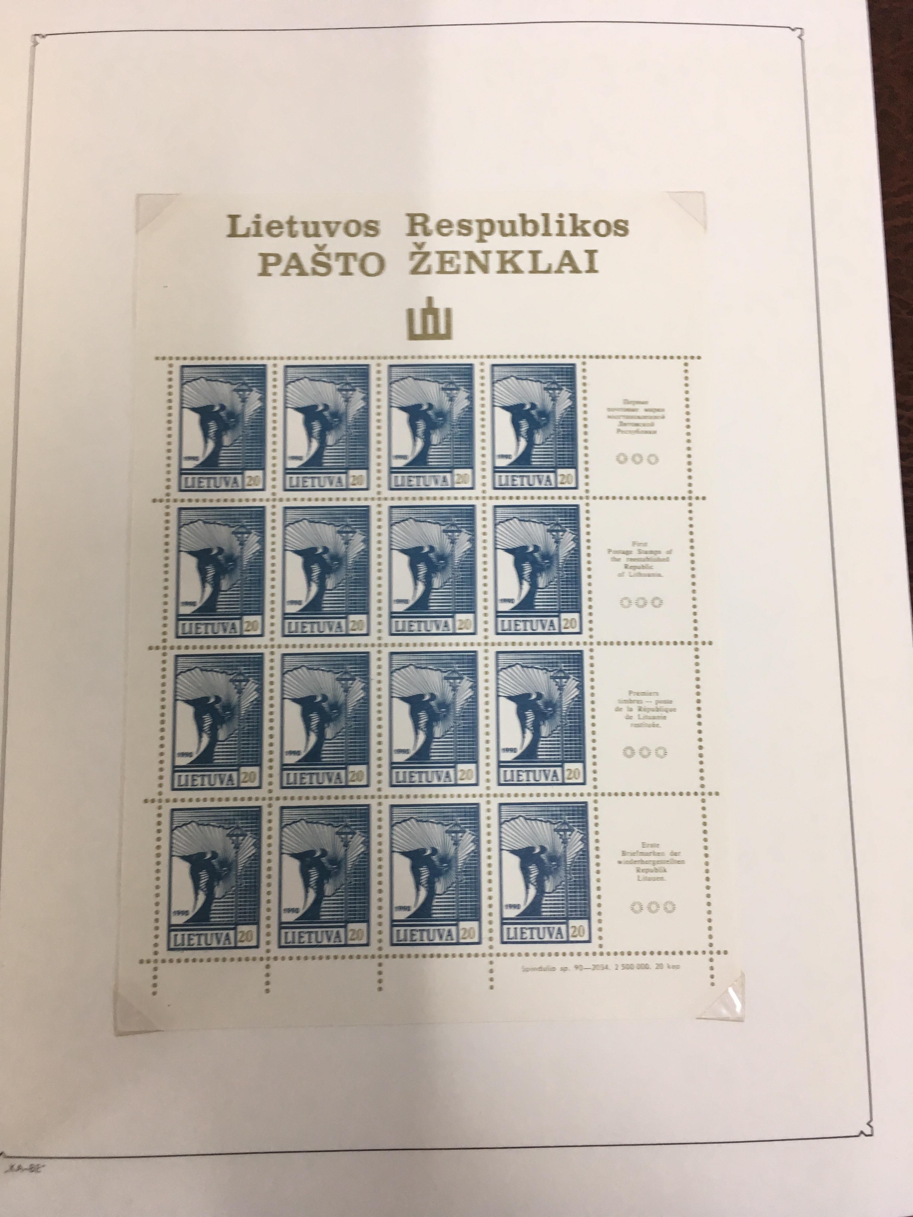 STAMPS: KA-BE ALBUM WITH A COLLECTION MINT LATVIA, LITHUANIA AND ESTONIA 1991-9 ISSUES. - Image 16 of 45