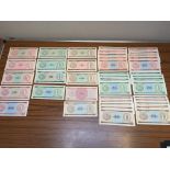 BANKNOTES: CUBAN EXCHANGE CERTIFICATES FROM SERIES A, B AND D, VALUES UP TO 20p (9),