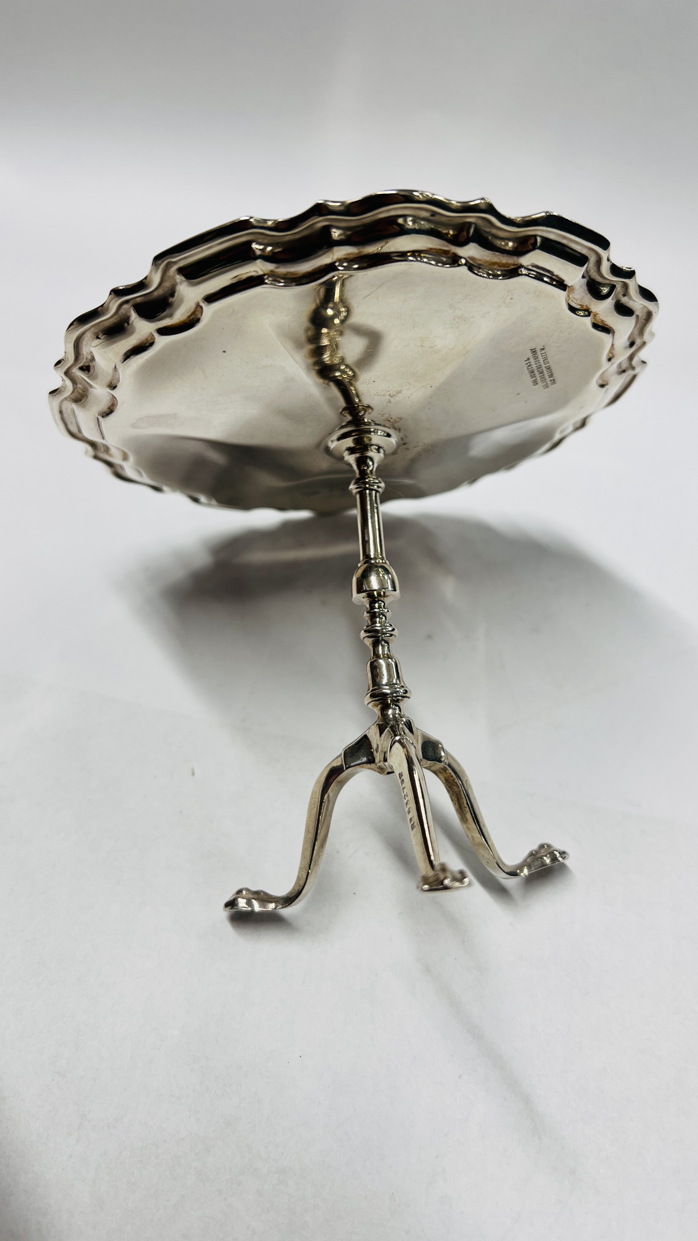 AN ANTIQUE SILVER MINIATURE CALLING CARD TABLE, - Image 7 of 12