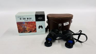 A PAIR OF SWIFT APOLLO 8X30 BCF, MODEL 754 BINOCULARS IN CASE AND WITH ORIGINAL BOX.