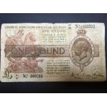 BANKNOTES: TREASURY ONE POUND, WARREN FISHER, CONTEMPORARY FORGERY PREFIX A1/515/No 910311.