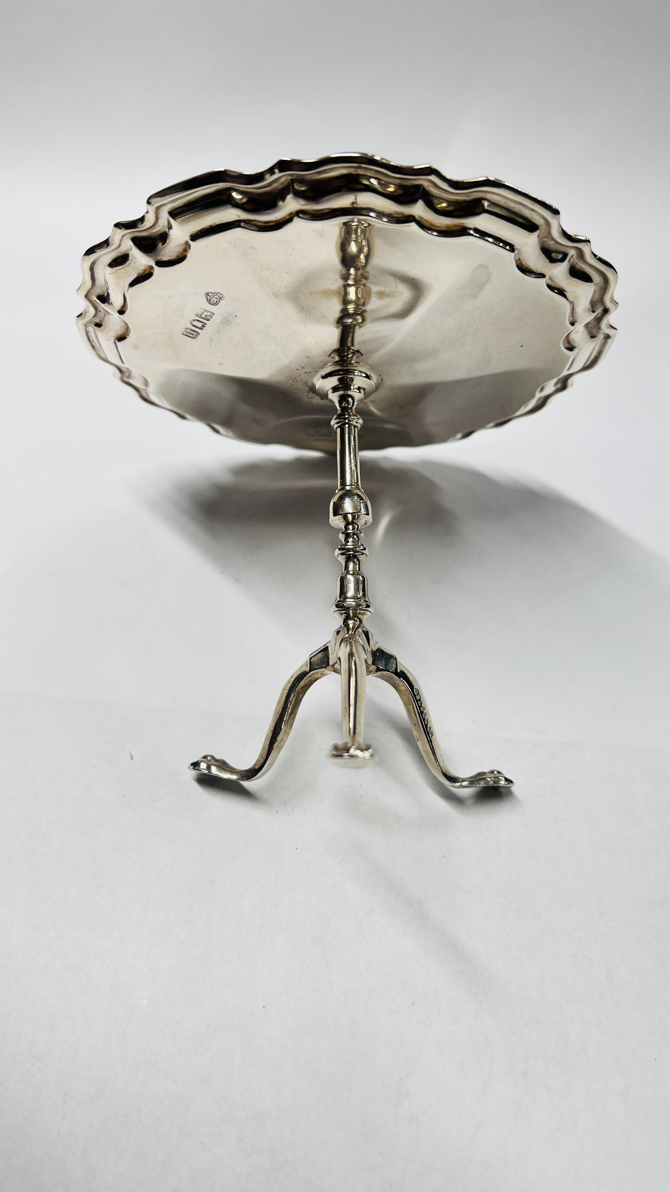 AN ANTIQUE SILVER MINIATURE CALLING CARD TABLE, - Image 6 of 12