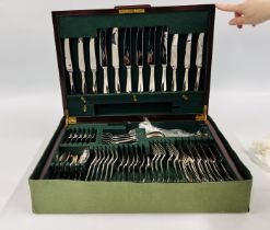 A MAHOGANY CASED CANTEEN OF HANOVERIAN PATTERN PLATED CUTLERY "JAMES DIXON & SONS" 68 PIECES - W 49