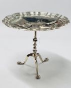 AN ANTIQUE SILVER MINIATURE CALLING CARD TABLE,