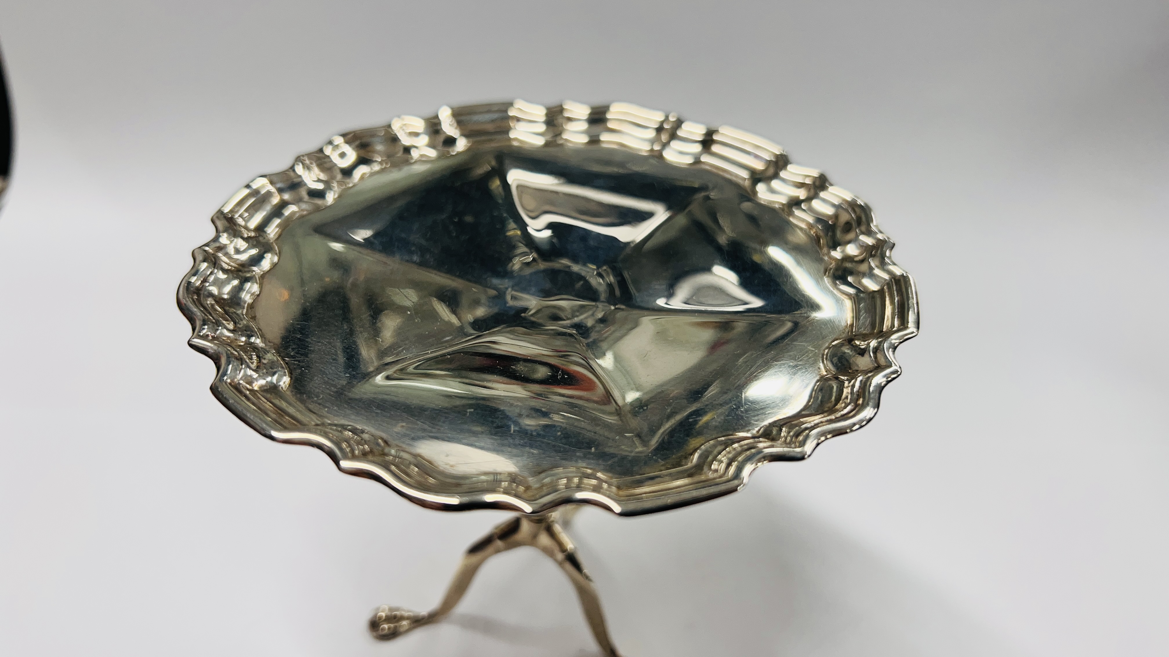 AN ANTIQUE SILVER MINIATURE CALLING CARD TABLE, - Image 3 of 12