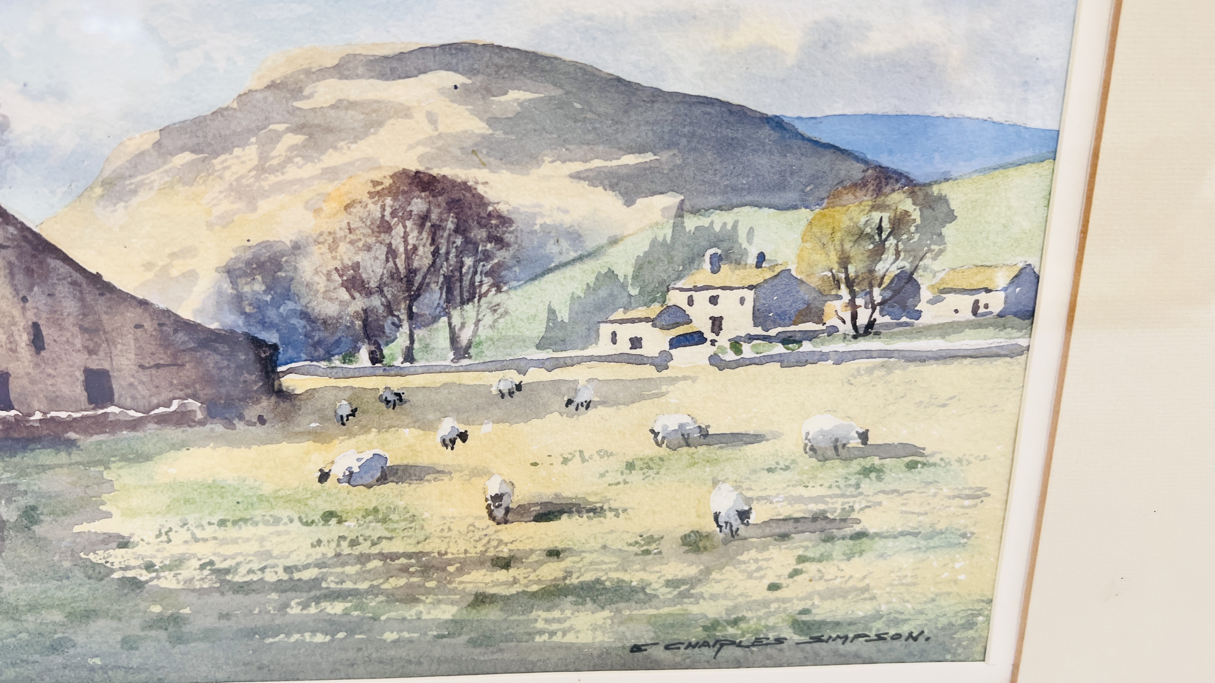 A FRAMED AND MOUNTED WATERCOLOUR "BARN IN UPPER WENSLEYDALE 1993" BEARING SIGNATURE E. - Image 4 of 8