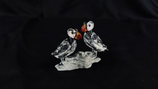 A SWAROVSKI CRYSTAL PUFFIN ORNAMENT BOXED WITH CERTIFICATE.