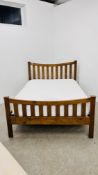 HARDWOOD DOUBLE BEDSTEAD COMPLETE WITH NEXT "INVIGORATE" MEMORY COOL TRI FOAM MATTRESS.