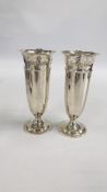 A PAIR OF ANTIQUE SILVER VASES WITH PIERCED RIMS, BIRMINGHAM ASSAY 1910 MAKER ELKINGTON & CO.