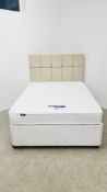 A SILENTNIGHT DOUBLE DIVAN BED WITH MIRACOIL COMFORT MATTRESS AND DRAWER BASE AND A PADDED