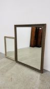 2 IMPRESSIVE MODERN WALL MIRRORS WITH BEVELLED PLATE GLASS AND ORNATE GILT METAL FRAMES 109 X 129CM