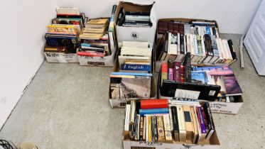 8 X BOXES CONTAINING AN EXTENSIVE COLLECTION OF ASSORTED MIXED SUBJECT BOOKS.