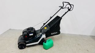 HAYTER SPIRIT 41 SELF PROPELLED PETROL LAWN MOWER WITH GRASS COLLECTOR.