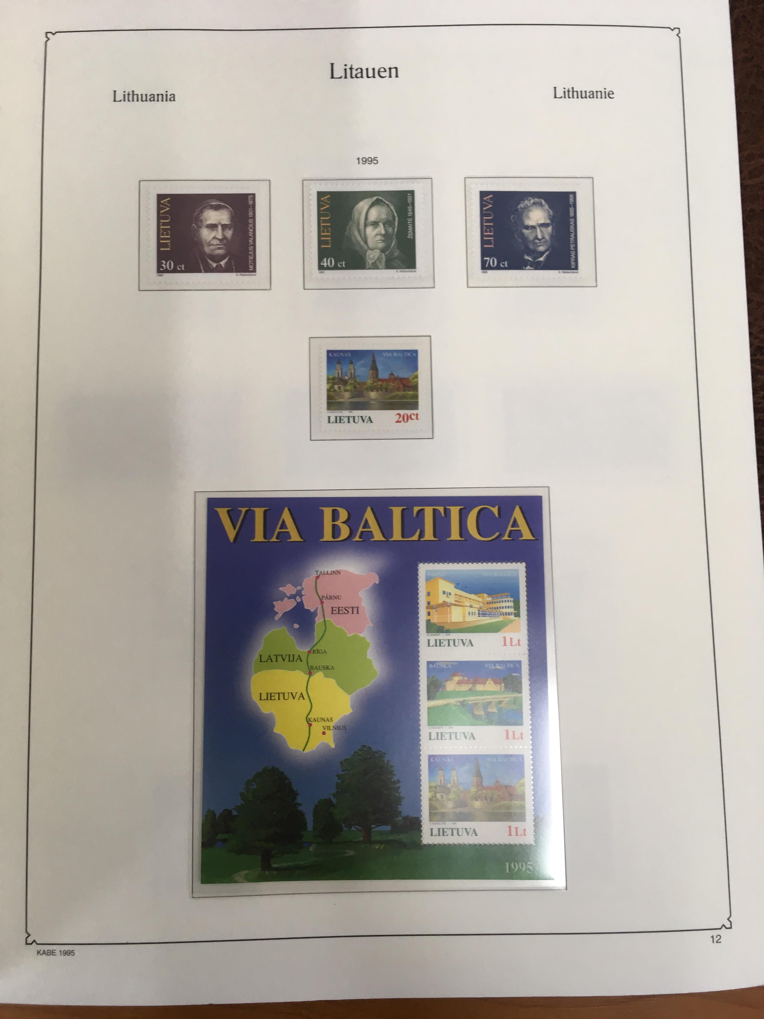 STAMPS: KA-BE ALBUM WITH A COLLECTION MINT LATVIA, LITHUANIA AND ESTONIA 1991-9 ISSUES. - Image 10 of 45