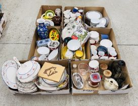 8 X BOXES CONTAINING AN EXTENSIVE COLLECTION OF KITCHEN CROCKERY AND GLASSES ETC.