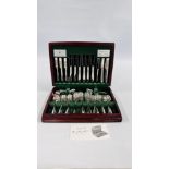 A ROYAL DOULTON 58 PIECE CANTEEN OF CUTLERY + 6 UNRELATED SPOONS.