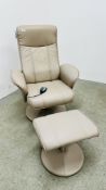 MODERN FAUX LEATHER ELECTRIC RELAXING CHAIR COMPLETE WITH MATCHING FOOTSTOOL - TRADE SALE ONLY -