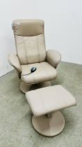 MODERN FAUX LEATHER ELECTRIC RELAXING CHAIR COMPLETE WITH MATCHING FOOTSTOOL - TRADE SALE ONLY -