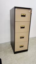 A TRIUMPH STEEL 4 DRAWER FILING CABINET WITH KEYS.