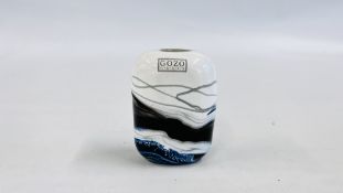 A STUDIO GLASS VASE MARKED "GOZO" H 6.5CM.