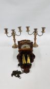 WUBA WALL CLOCK AND PAIR OF PLATED CANDELABRAS
