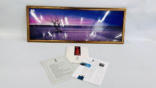 A FRAMED AND MOUNTED PHOTOGRAPH "SOLITUDE" LIMITED EDITION 56/950 104CM X 34CM.