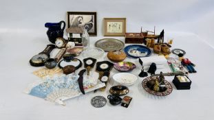TWO BOXES OF ASSORTED COLLECTABLES TO INCLUDE SHELLS, BAROMETER,