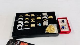 A COLLECTION OF 24 ASSORTED COSTUME JEWELLERY DRESS RINGS TO INCLUDE MANY STONE SET EXAMPLES,