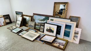 AN EXTENSIVE GROUP OF FRAMED PICTURES, PRINTS, MAPS,