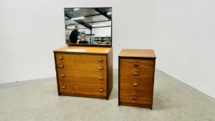 STAG TEAK FINISH DRAWER DRESSING TABLE WITH MIRRORED UPSTAND,