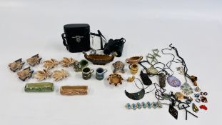 A TRAY OF MODERN DESIGNER ENAMELLED JEWELLERY TO INCLUDE PENDANT NECKLACES,