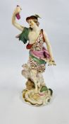 A DERBY FIGURE OF MERCURY HOLDING PURSE AND CADUCEUS, STANDING AMOUNG CLOUDS ON A ROCOCO BASE, c.